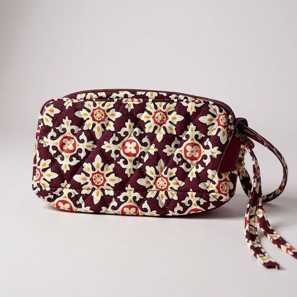 Vera Bradley Handbags - Vera Bradley Maroon and Cream Patterned Cosmetic Bag: Medallion
